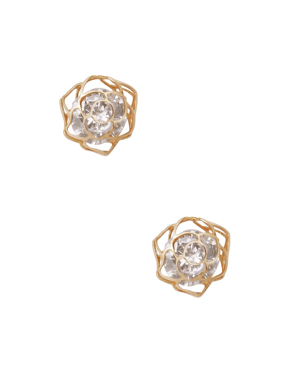 Broqueles de flor zirconia