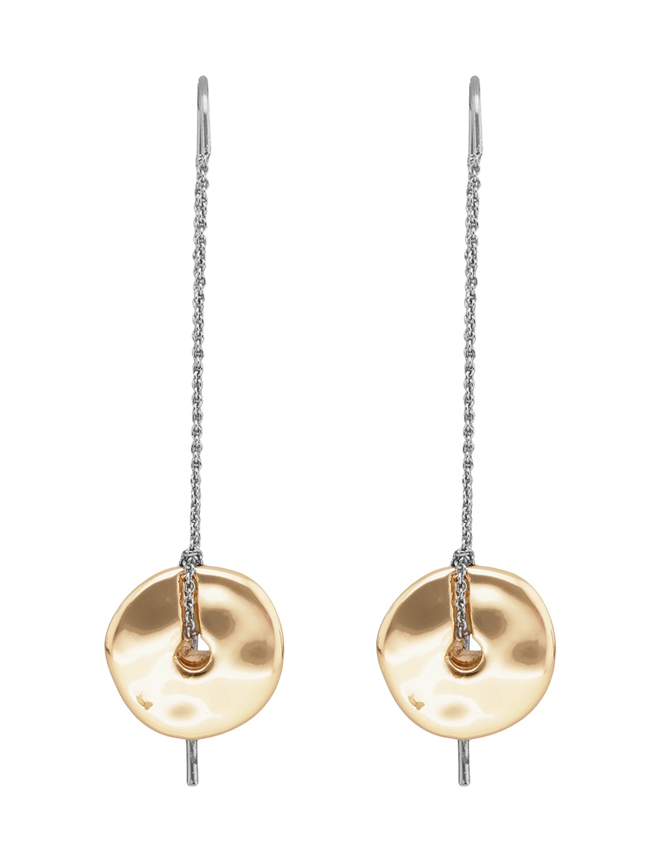 Aretes largos Tritone Organic Discs con acabado pulido