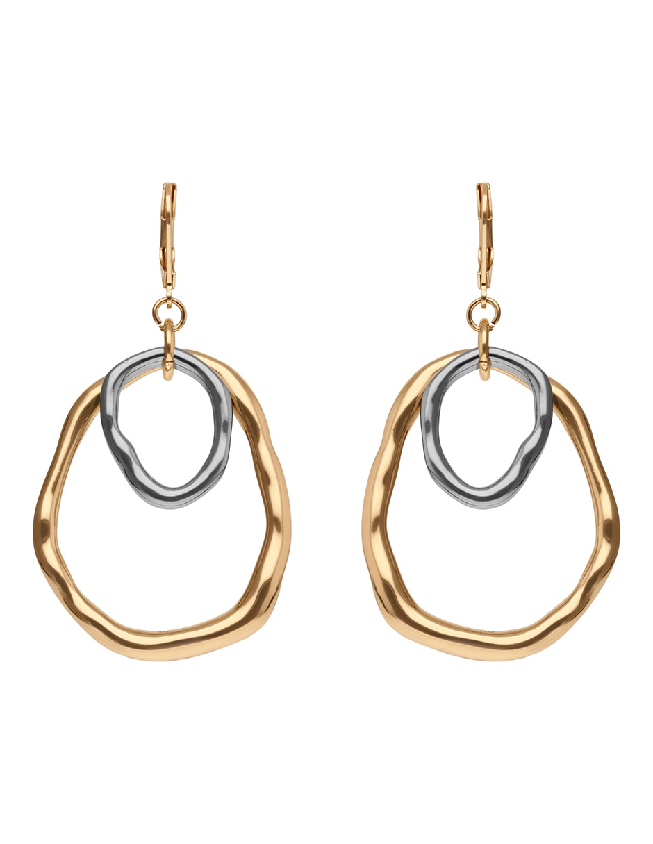 Aretes largos circulares Tritone Organic Discs con acabado pulido