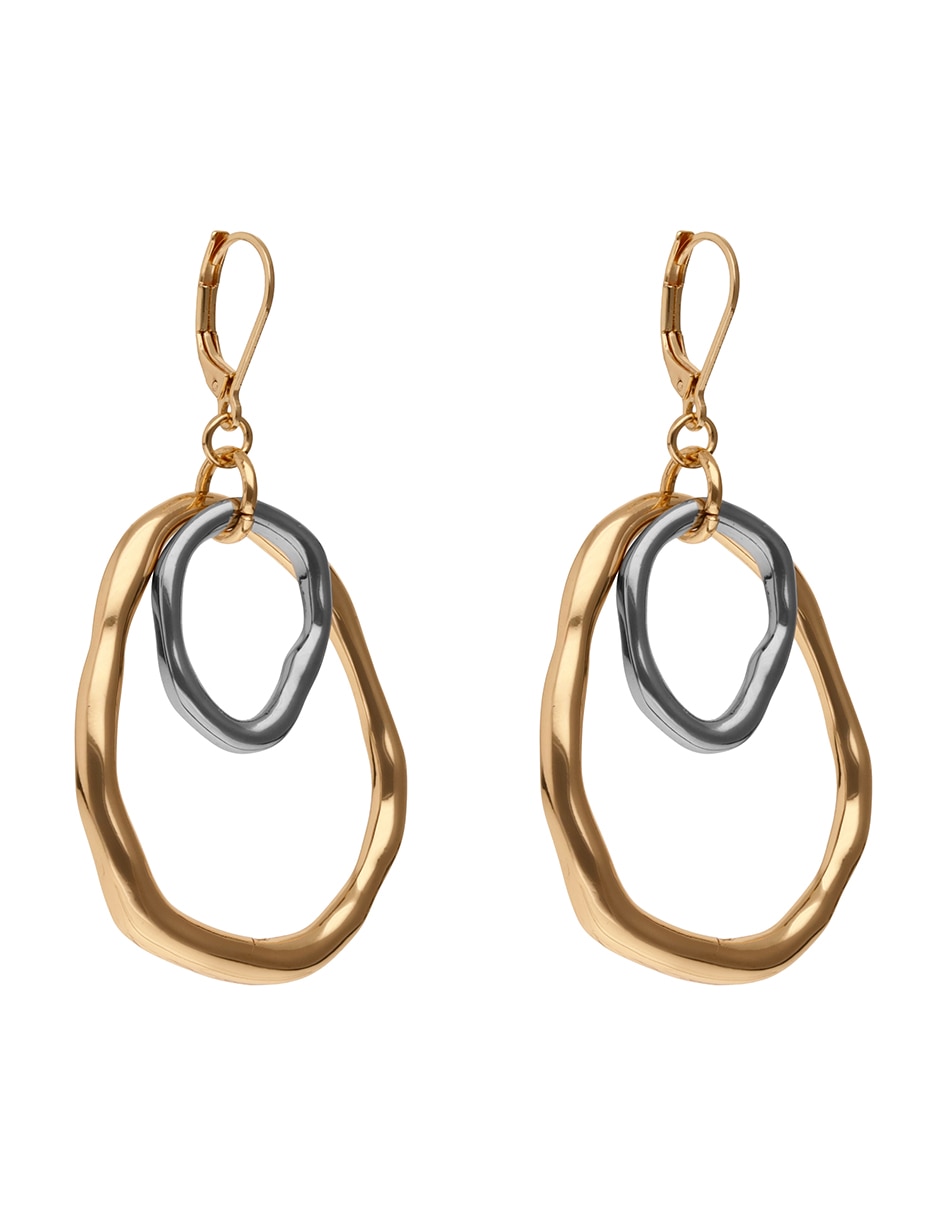 Aretes largos circulares Tritone Organic Discs con acabado pulido 2