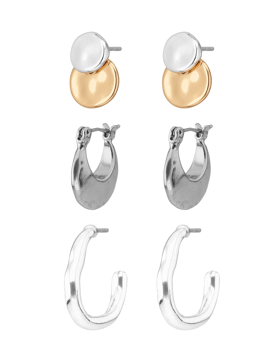 Set de aretes Tritone Organic Discs con acabado pulido 2