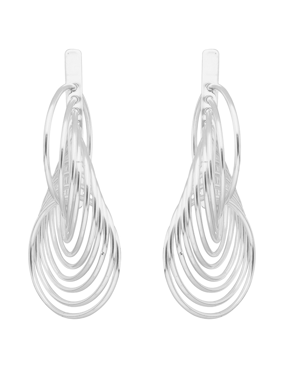 Aretes largos Silver Rings & Fringe con acabado pulido