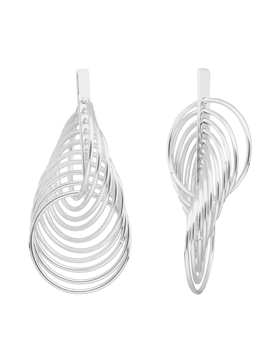 Aretes largos Silver Rings & Fringe con acabado pulido 2