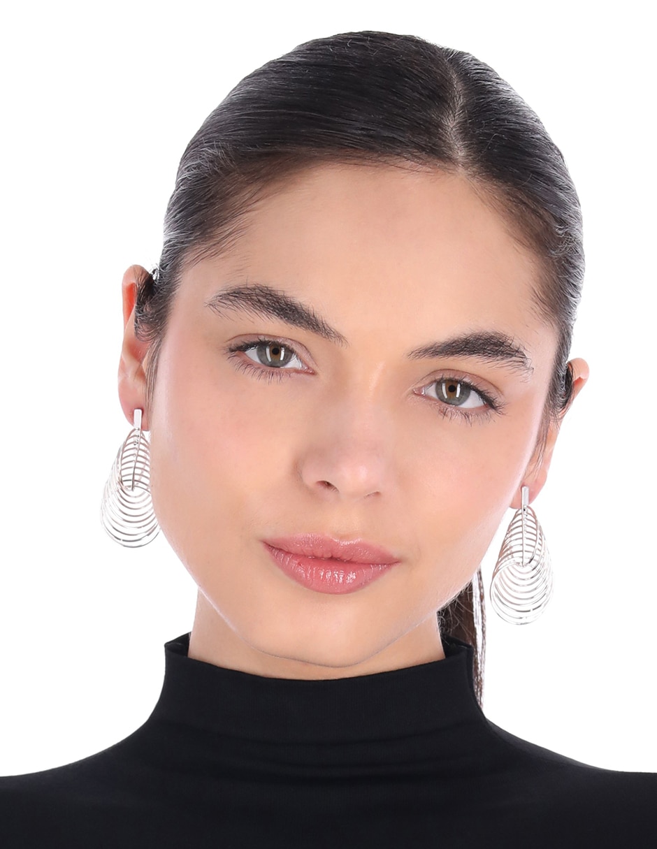 Aretes largos Silver Rings & Fringe con acabado pulido 3