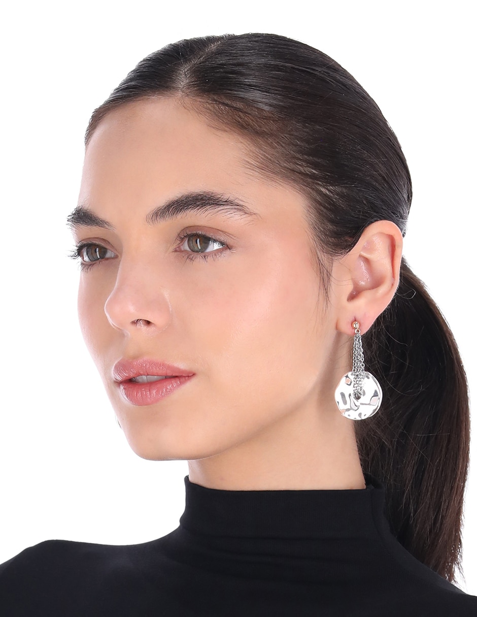 Aretes largos circulares Tritone Organic Discs con acabado pulido 3