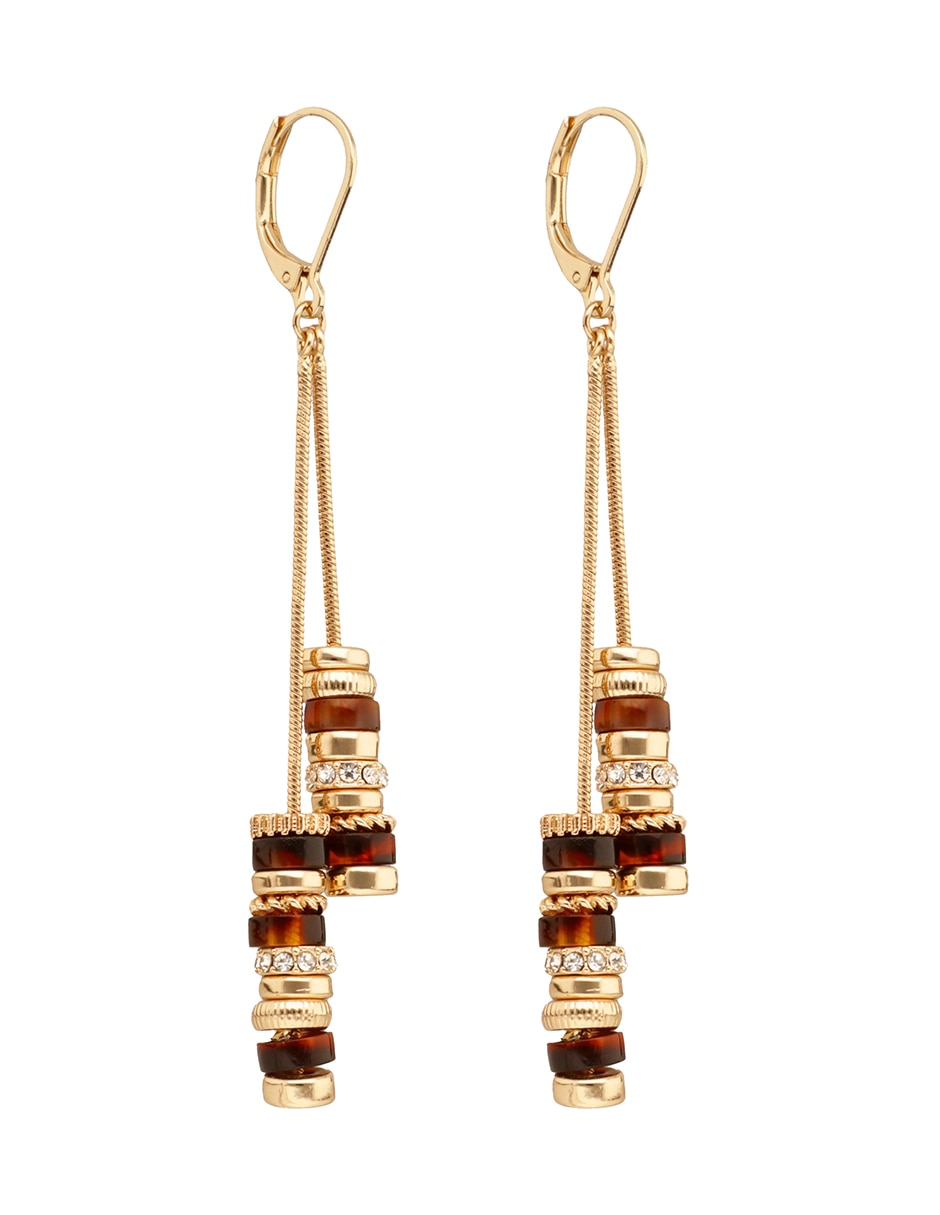 Aretes largos Leather Tortoise con acabado pulido 2