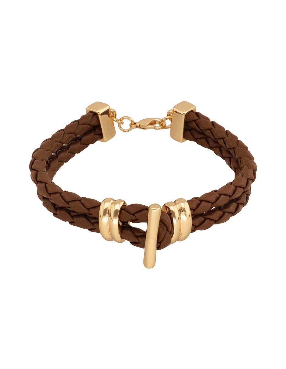 Pulsera Nine Wes Leather Tortoise acabado pulido