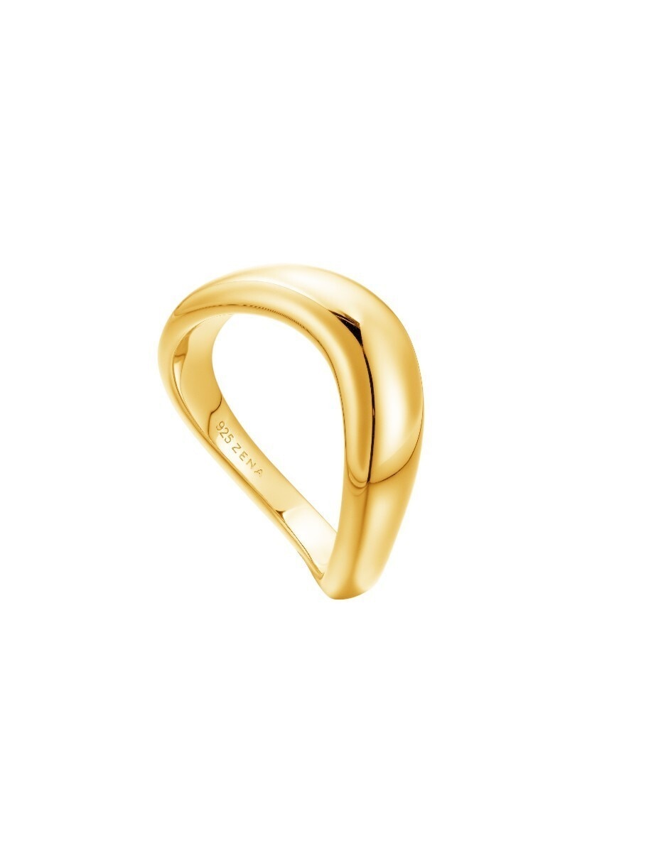 Anillo semicircular CLASSIC REVISTE de plata 18 k con acabado baño de oro 2