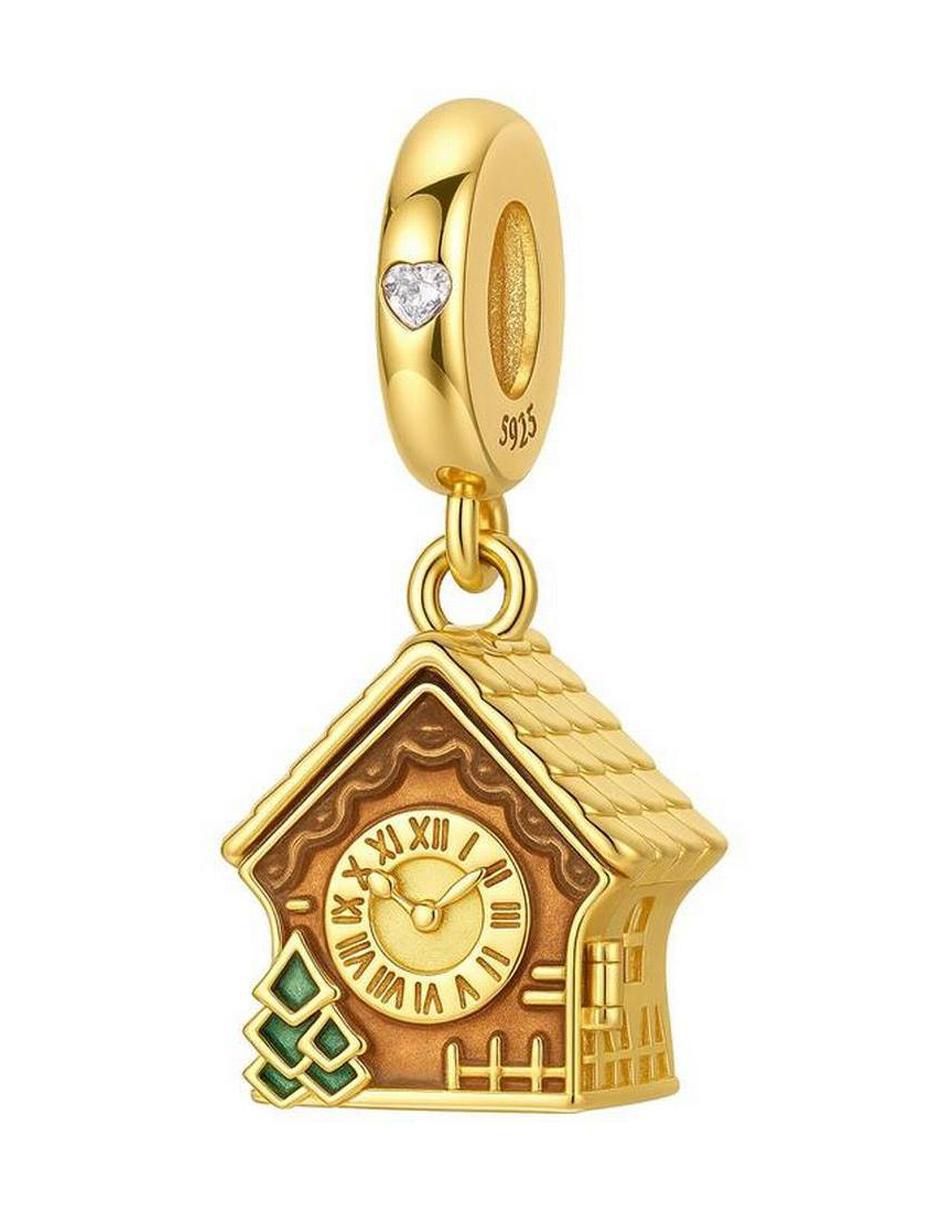 Charm de casa clock de plata P 925 Charm de casa clock de plata P 925