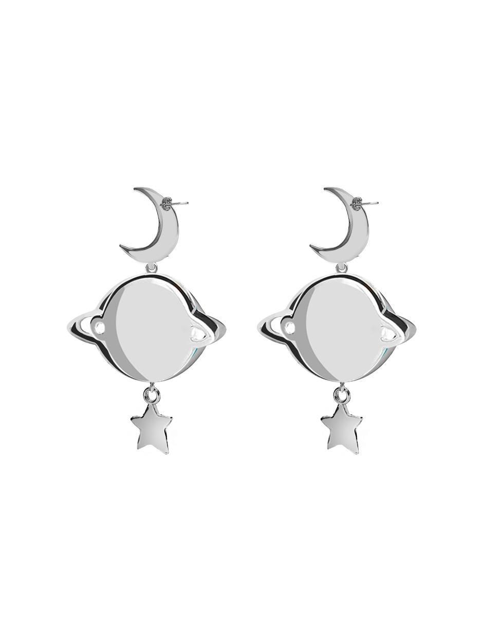 Aretes largos de planeta de plata p 925 con acabado esmaltado 2