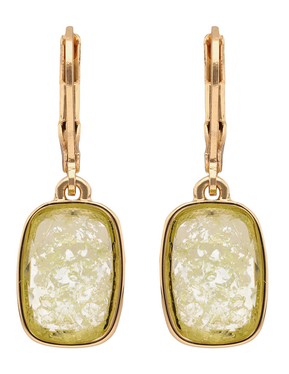 Aretes cortos rectangulares con acabado esmaltado