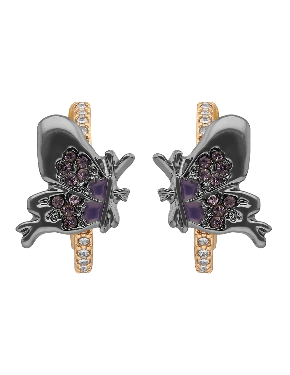 Aretes cortos de mariposa anne klein x anjelica roselyn con acabado liso esmaltado