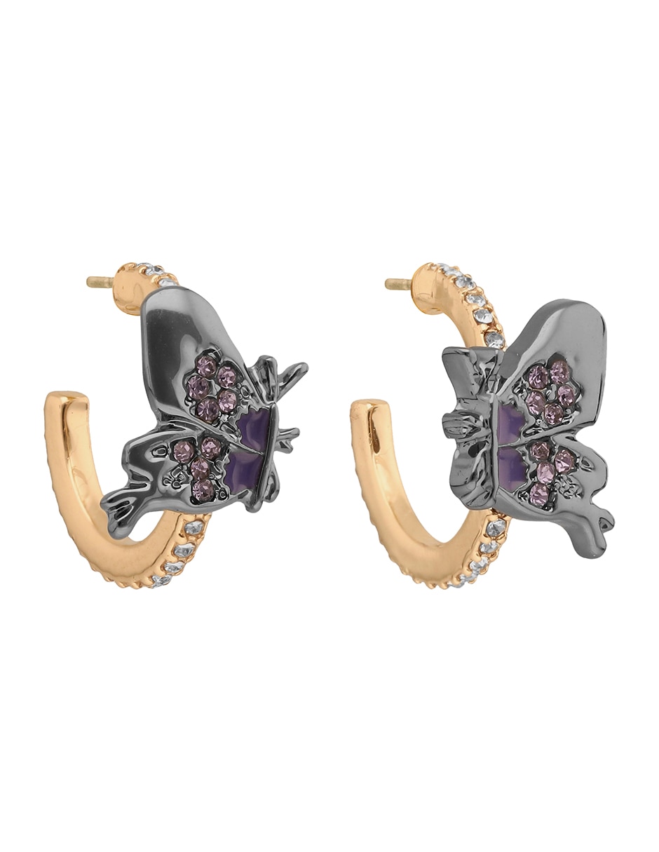 Aretes cortos de mariposa anne klein x anjelica roselyn con acabado liso esmaltado 4