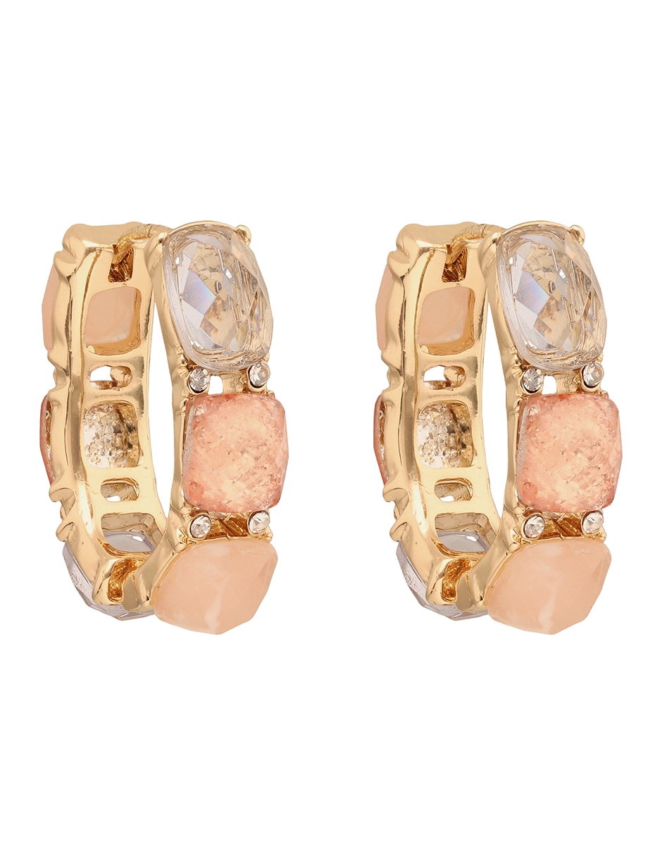Aretes cortos circulares Anne Klein X Anjelica Roselyn con acabado pavé 2