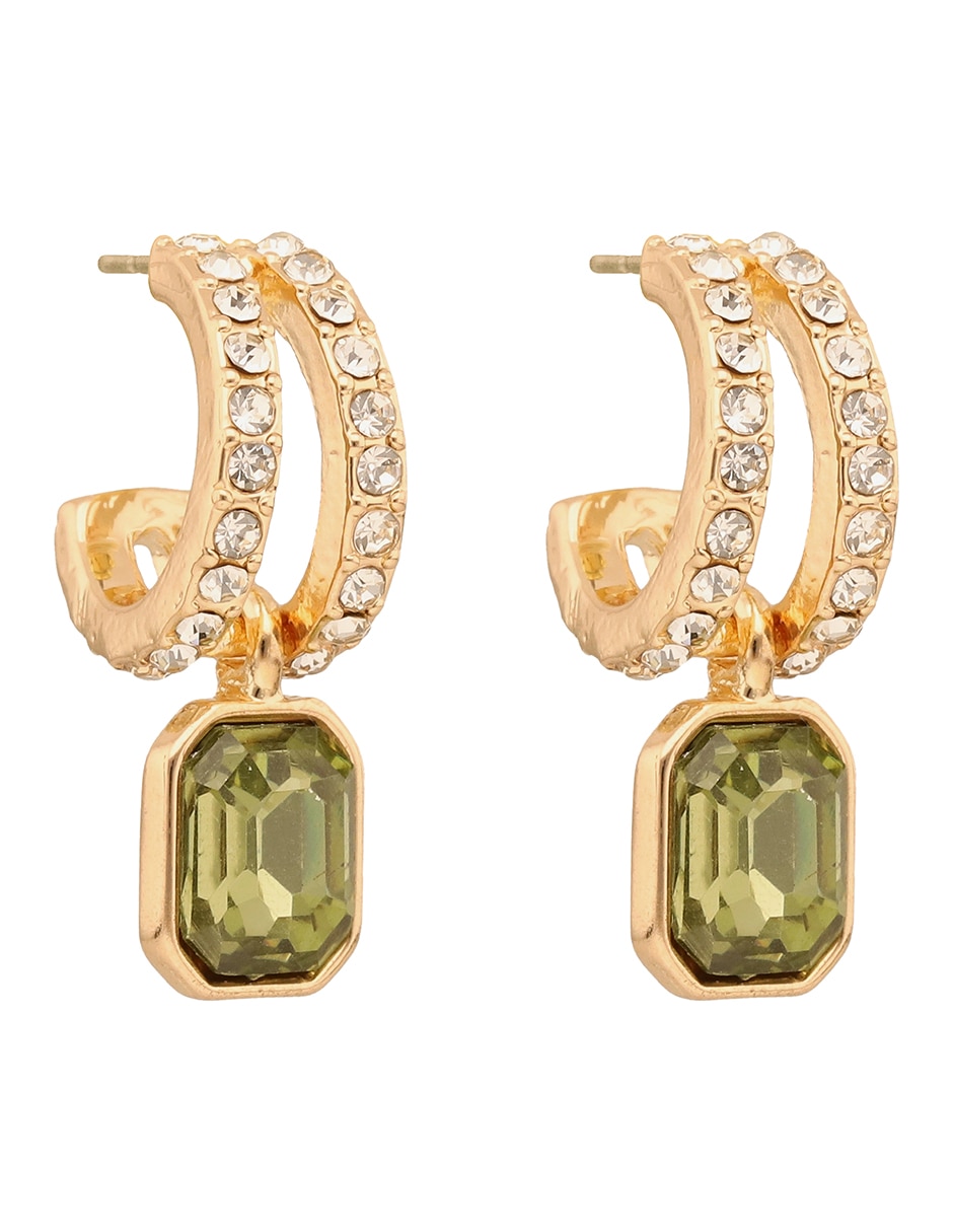 Aretes cortos cuadrados Breezy con acabado pavé sin gema 2