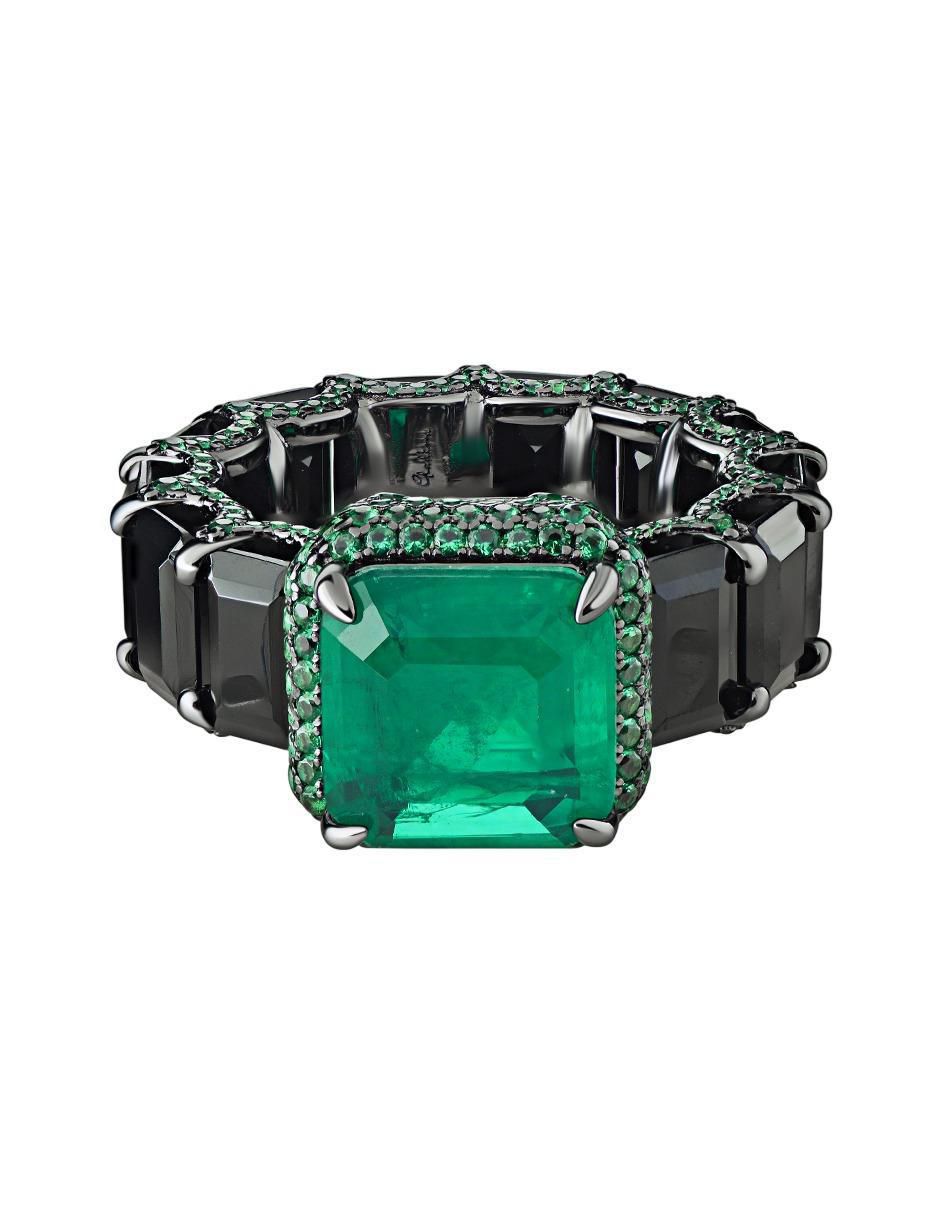 Anillo P 925 de plata esmeralda