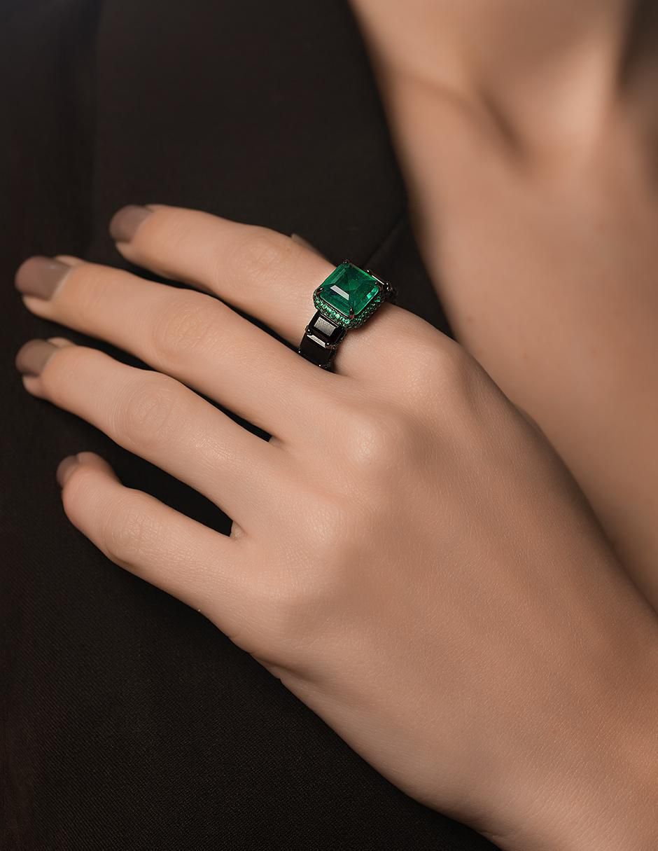 Anillo P 925 de plata esmeralda 4