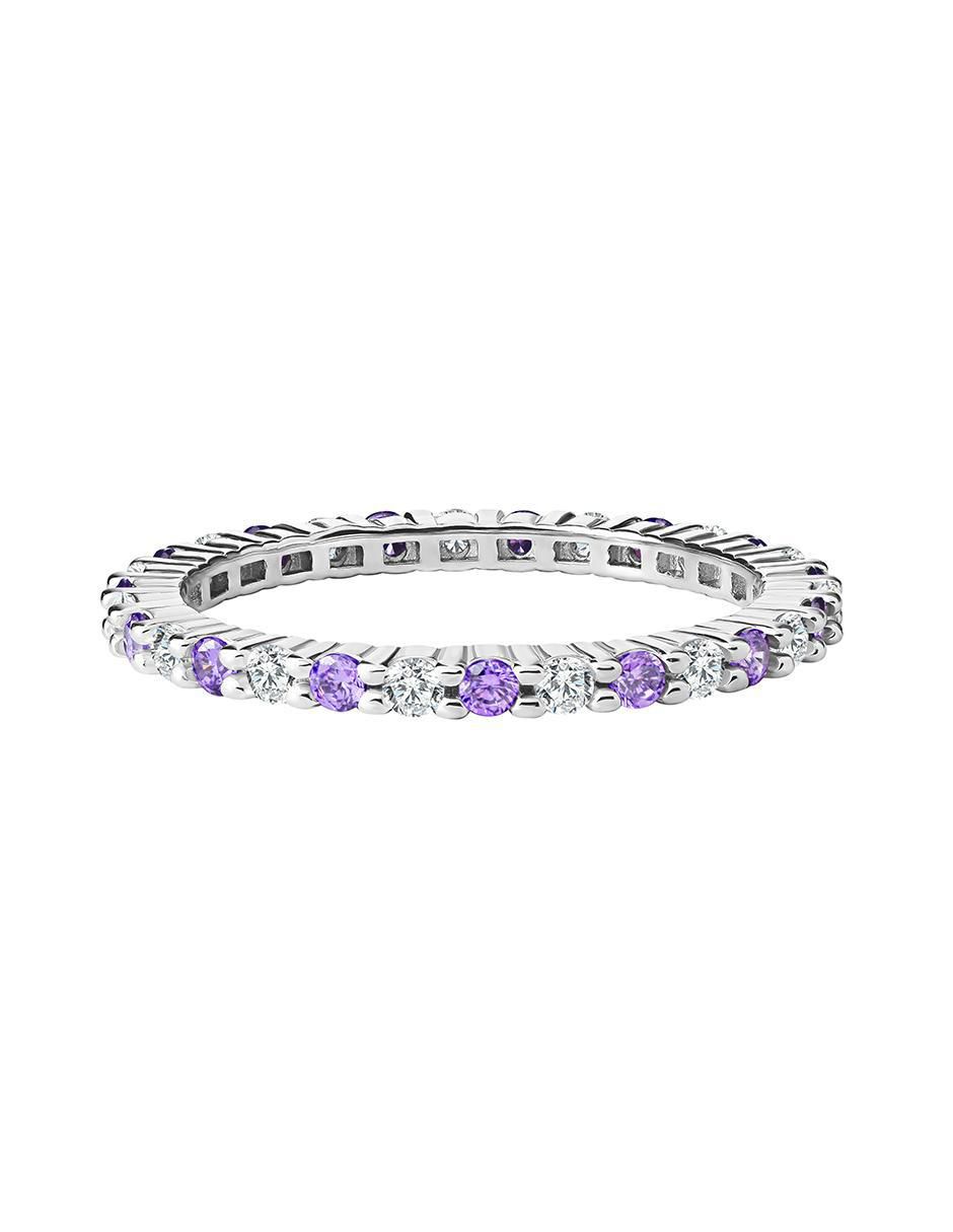 Anillo P 925 de plata amatista brillante