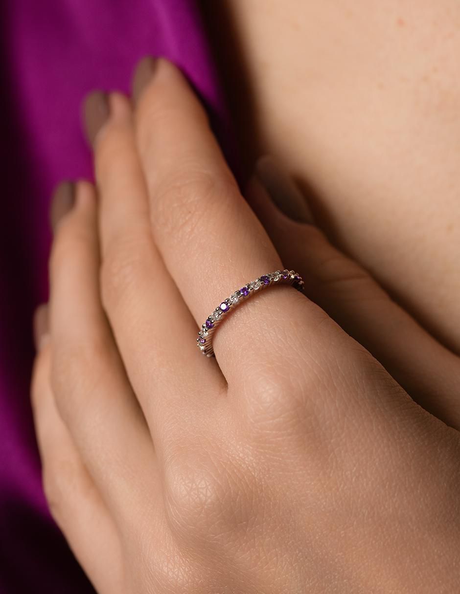 Anillo P 925 de plata amatista brillante 4