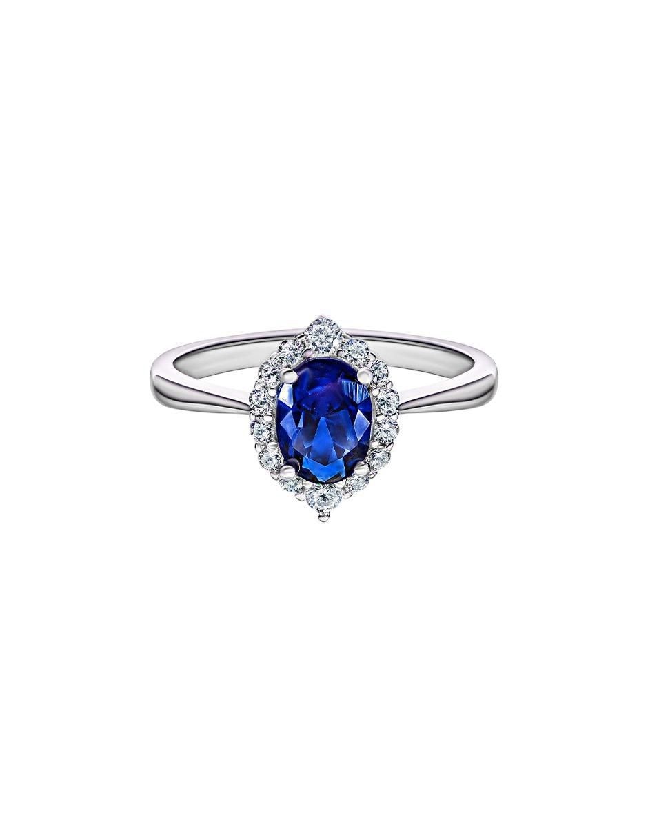 Anillo P 925 de plata zafiro pavé