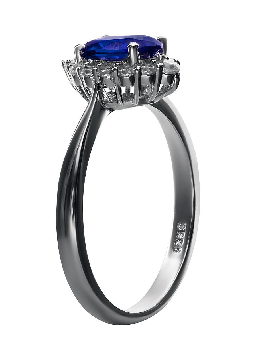 Anillo P 925 de plata zafiro pavé 2