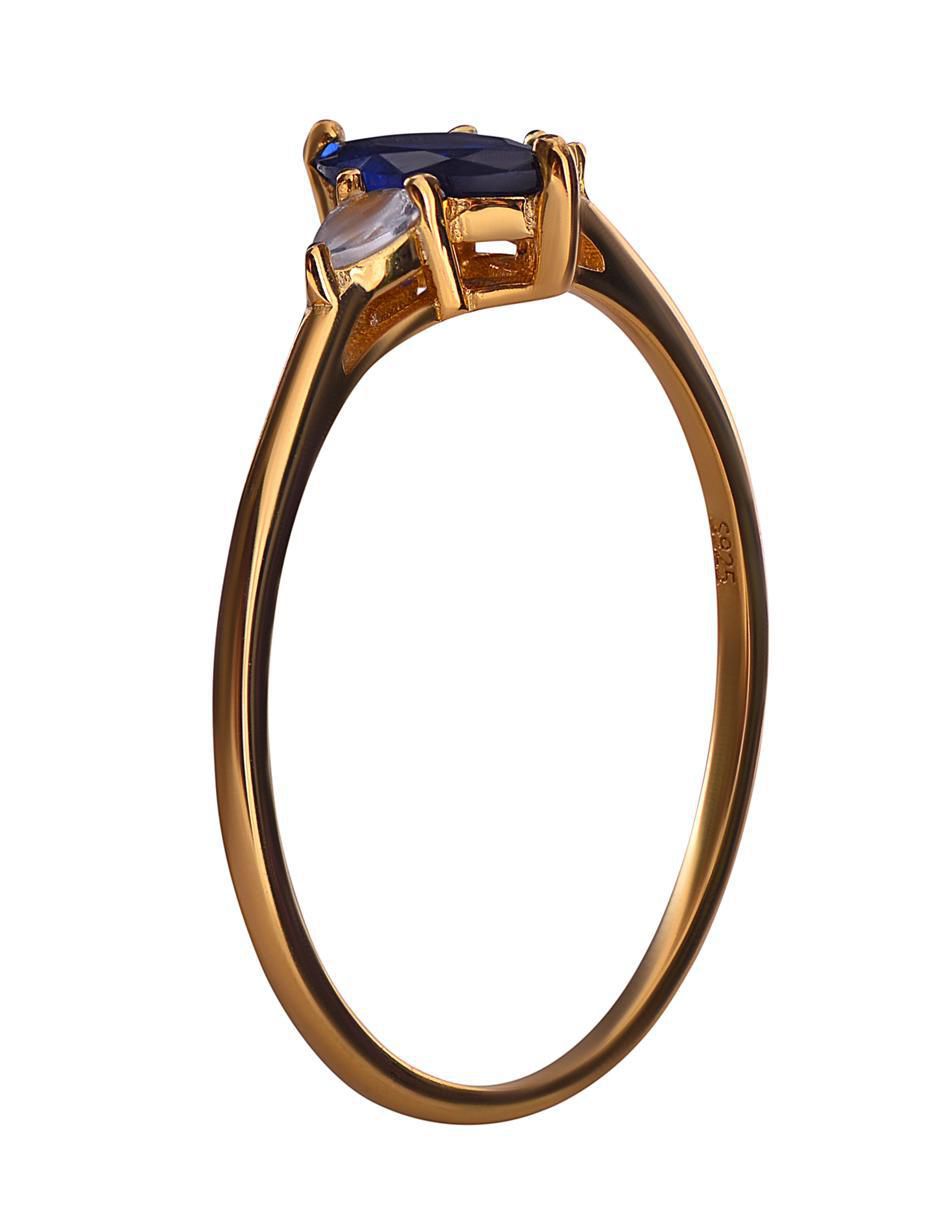 Anillo P 925 de plata zafiro chapa de oro 2