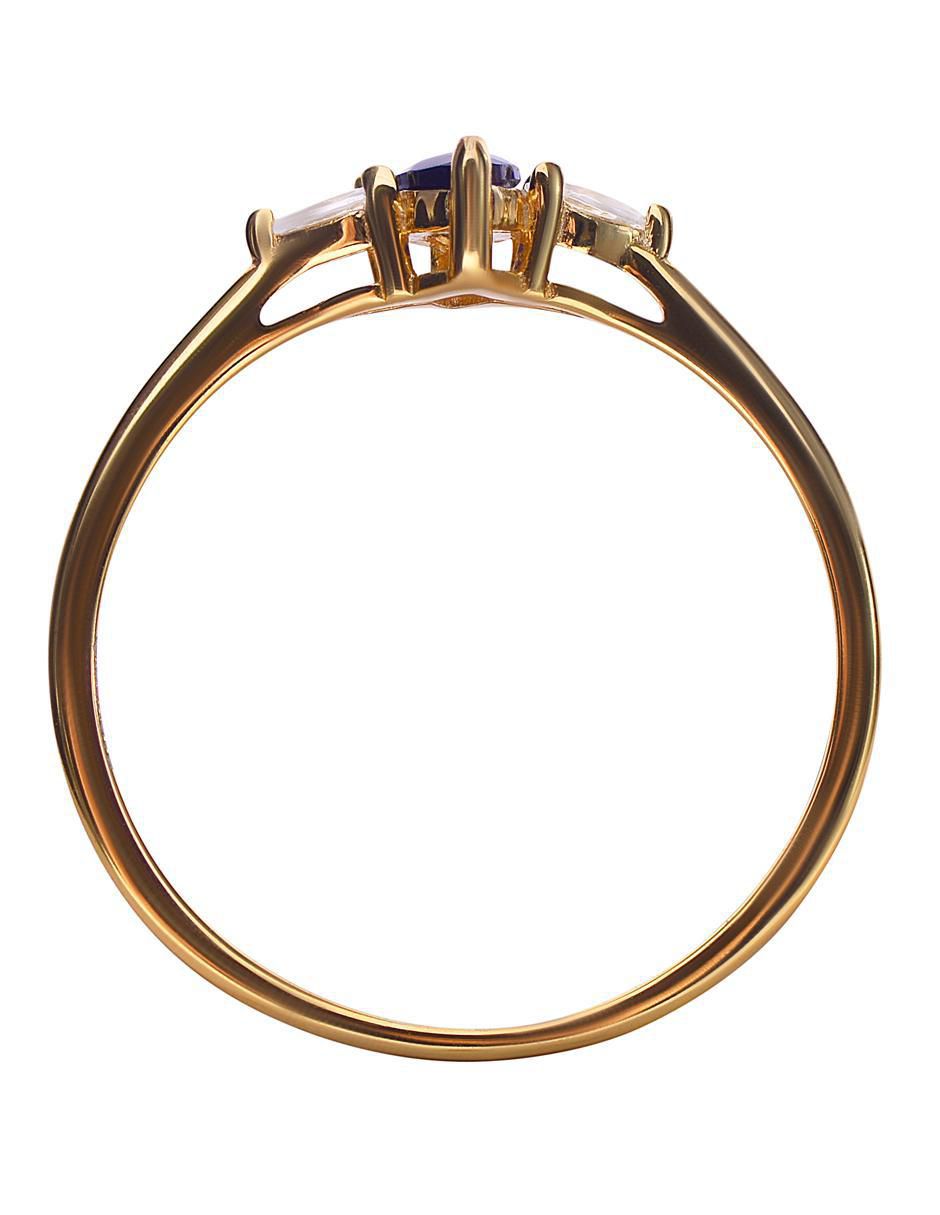 Anillo P 925 de plata zafiro chapa de oro 3
