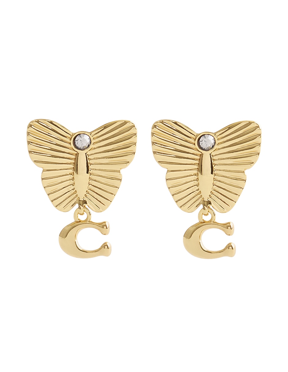 Aretes huggies de mariposa con acabado pulido
