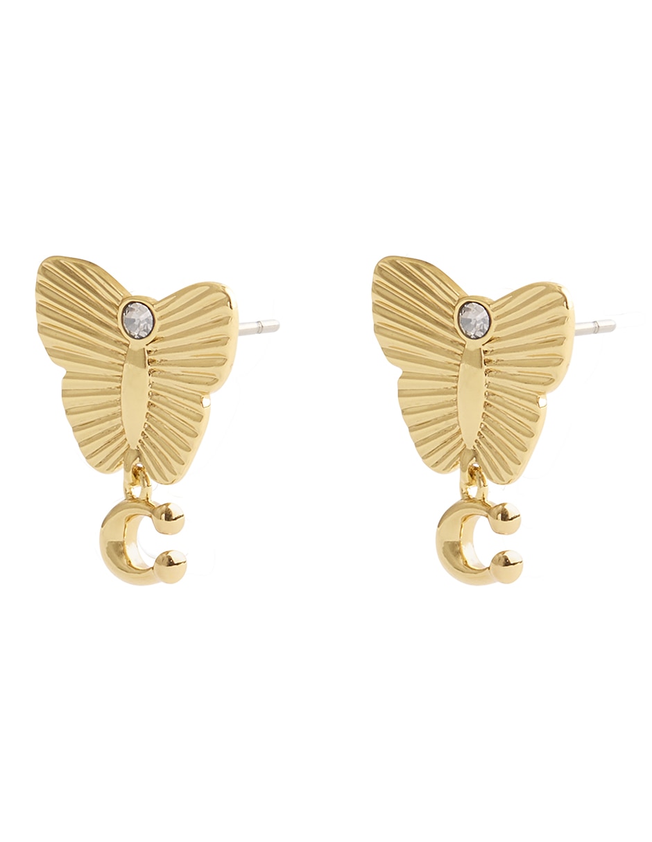 Aretes huggies de mariposa con acabado pulido 2