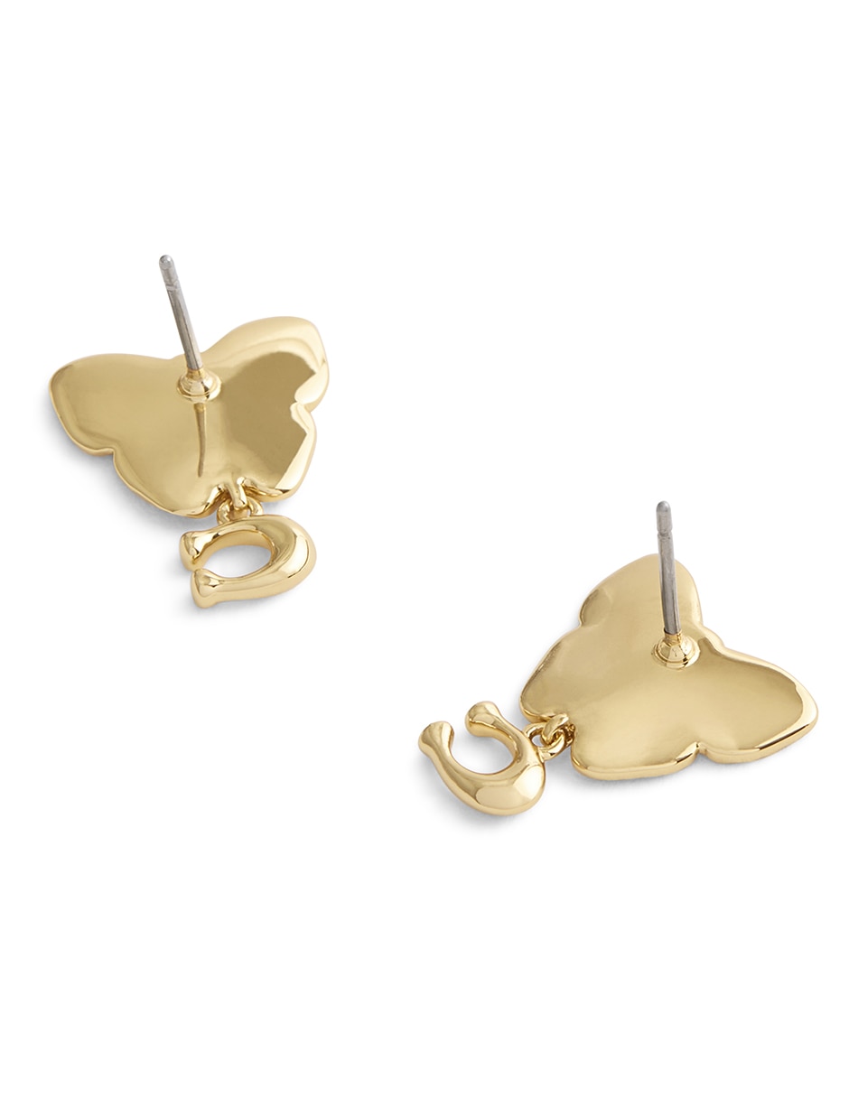 Aretes huggies de mariposa con acabado pulido 3
