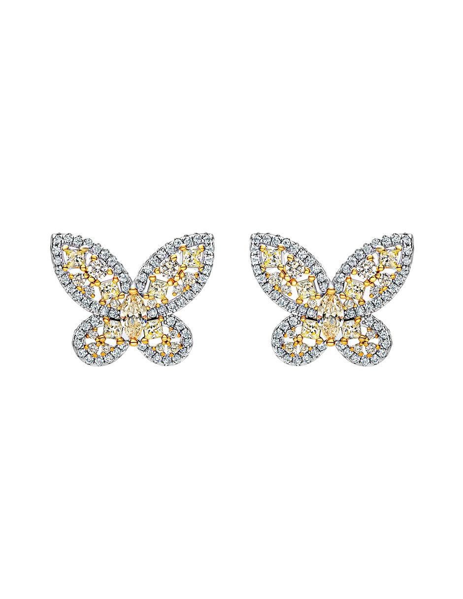 Broqueles de mariposa de plata P 925 con acabado brillante topacio