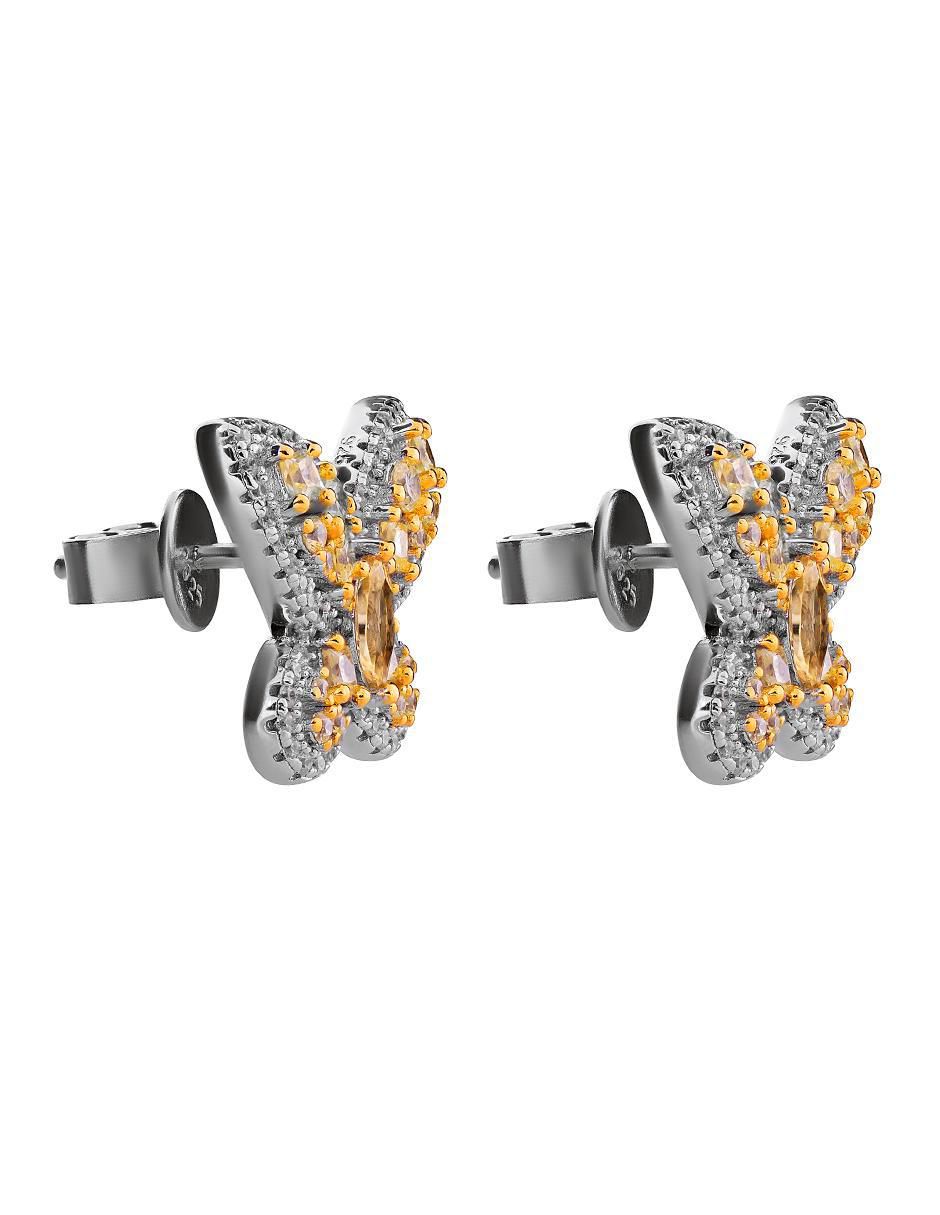 Broqueles de mariposa de plata P 925 con acabado brillante topacio 2