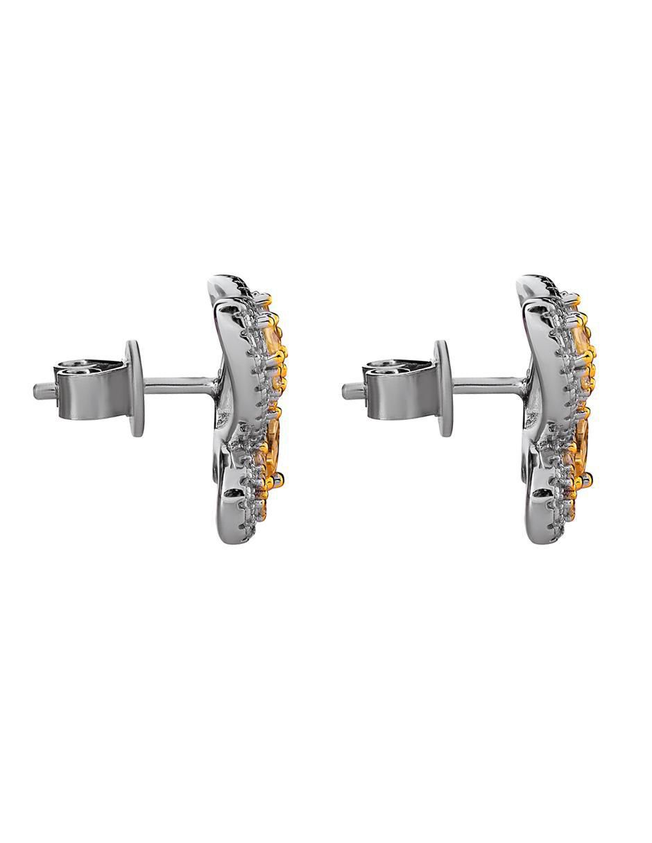 Broqueles de mariposa de plata P 925 con acabado brillante topacio 3