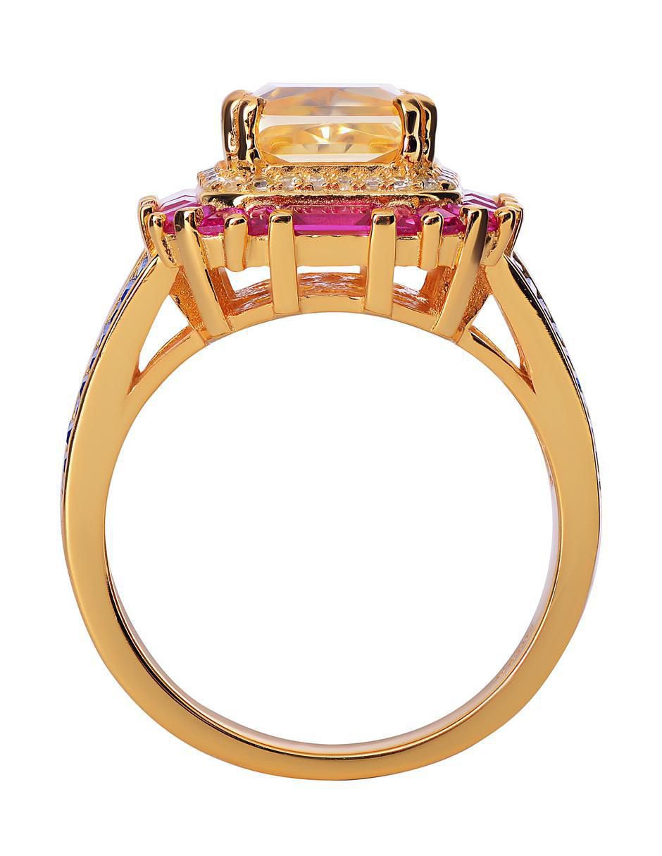 Anillo P 925 de plata zirconia chapa de oro 3