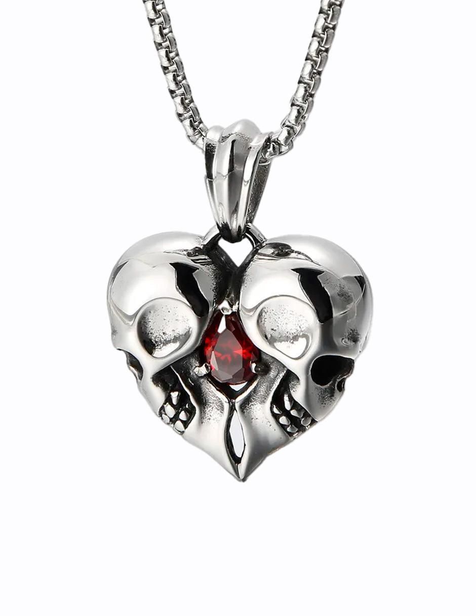 Collar con dije calavera de corazón