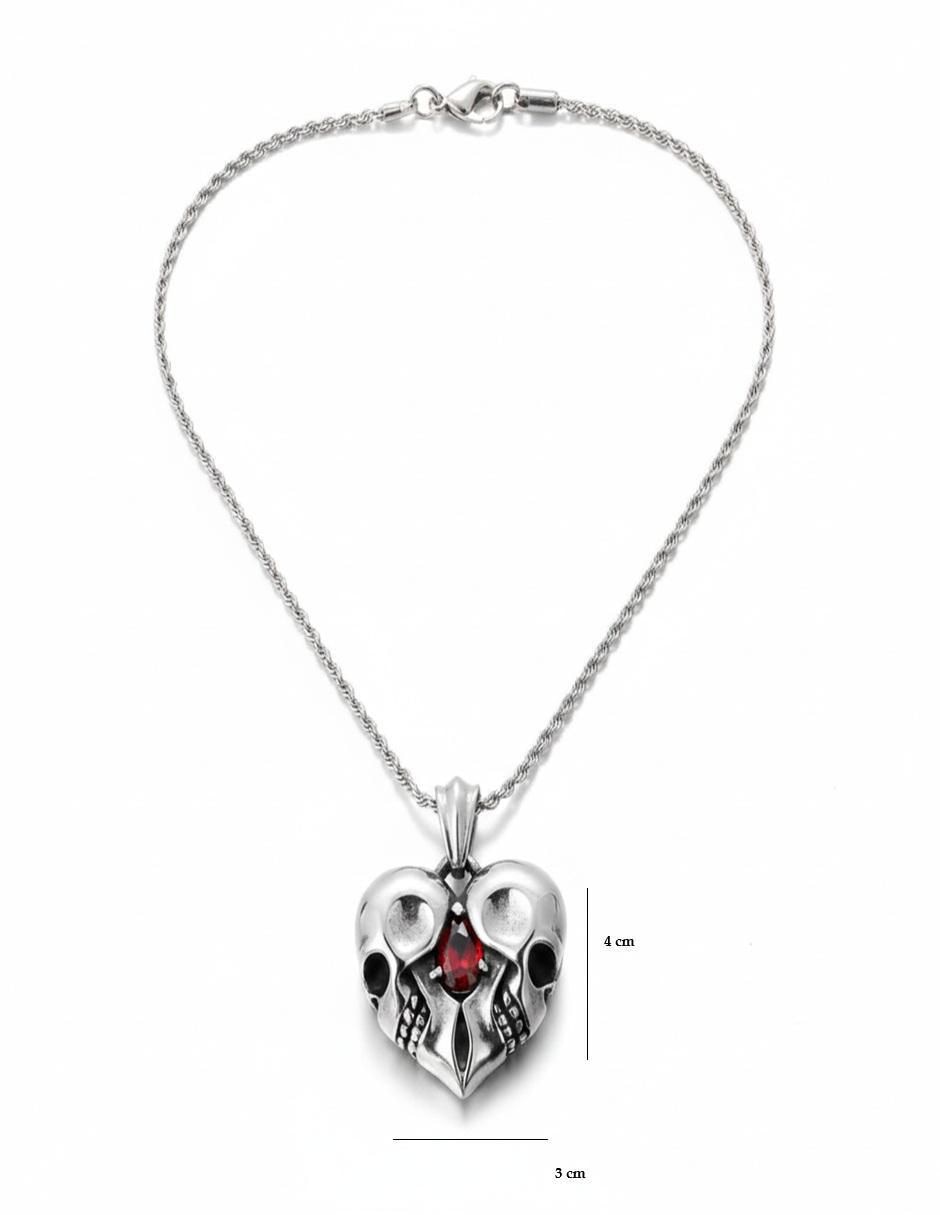 Collar con dije calavera de corazón 6
