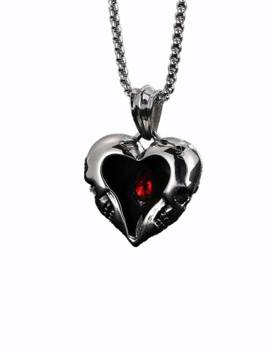Collar con dije calavera de corazón 3