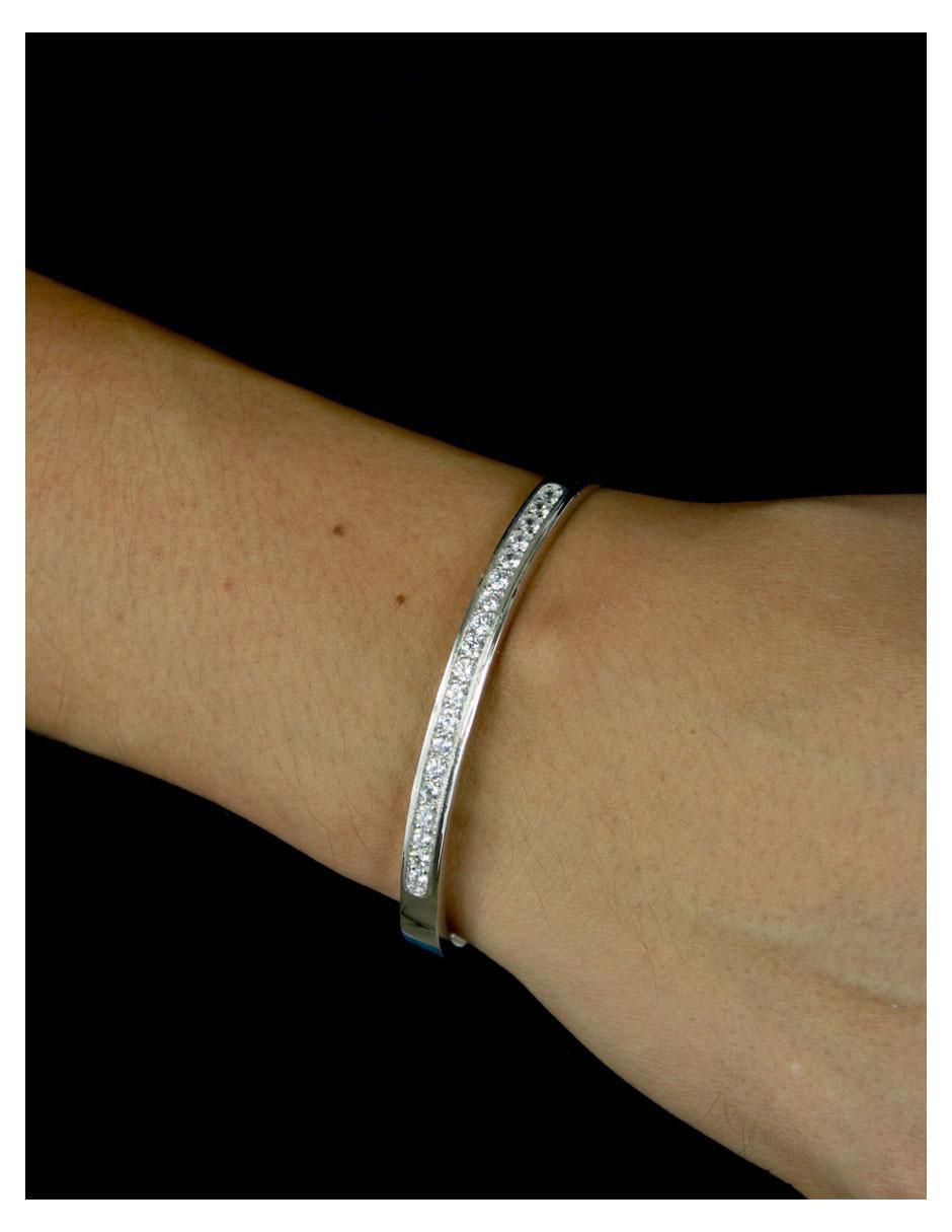 Brazalete de plata con zirconia P 925 acabado pavé 4