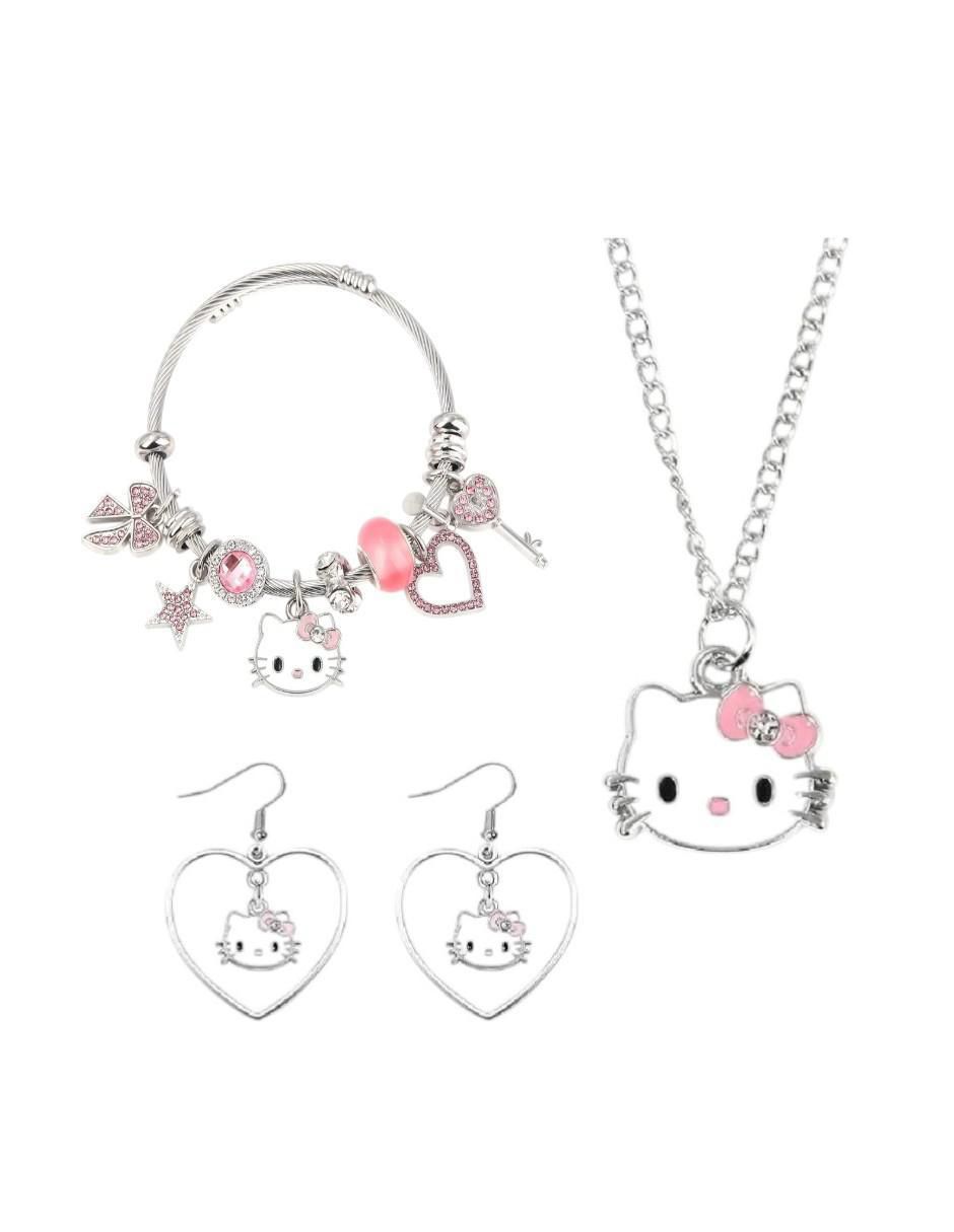 Aretes, collar y pulsera de figura Hello Kitty