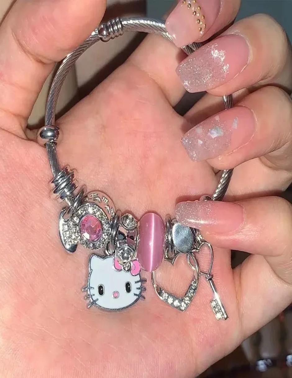 Aretes, collar y pulsera de figura Hello Kitty 6