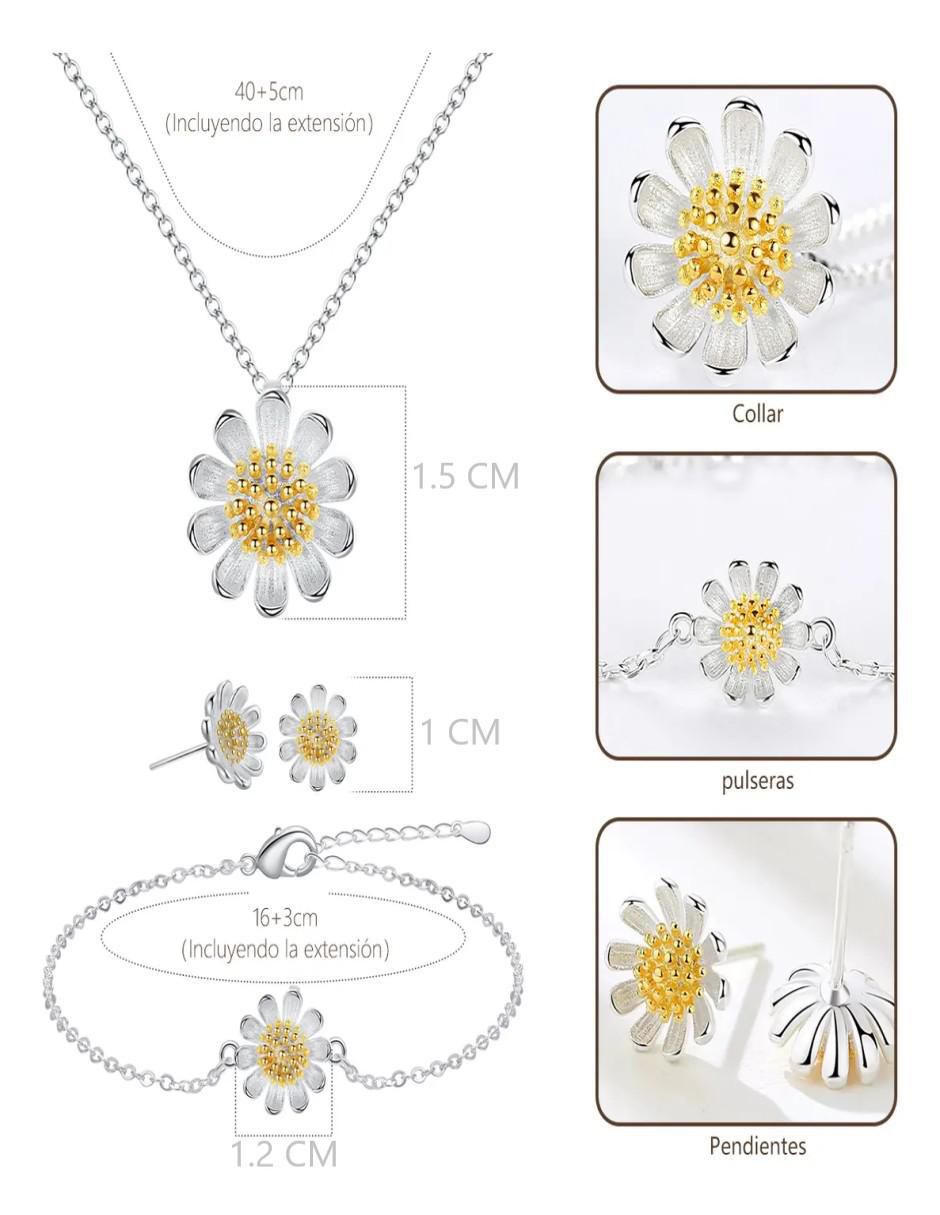 Aretes, collar y pulsera de flor 5