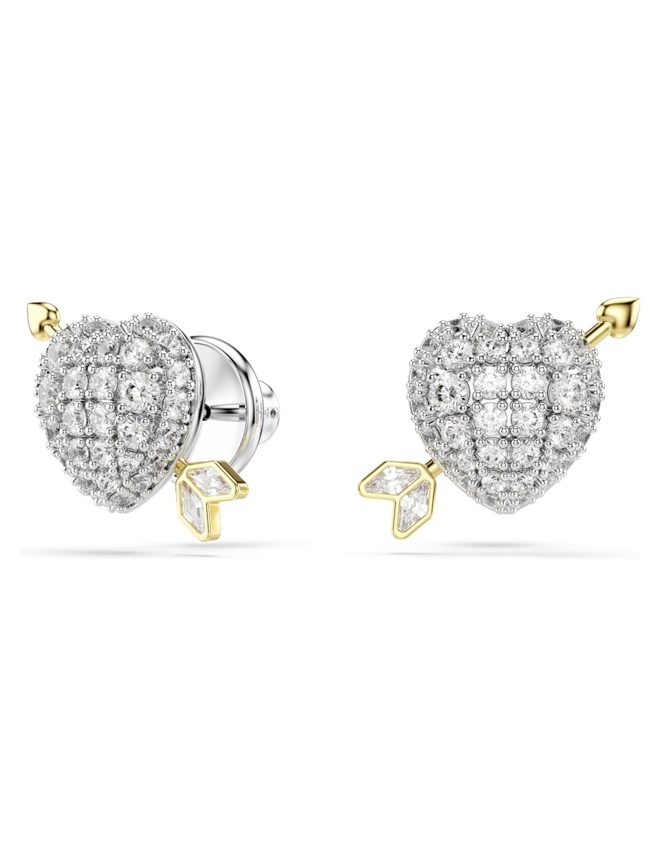 Aretes cortos de corazón Idyllia con acabado brillante zirconia 2