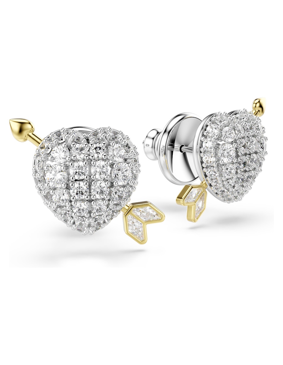 Aretes cortos de corazón Idyllia con acabado brillante zirconia 3
