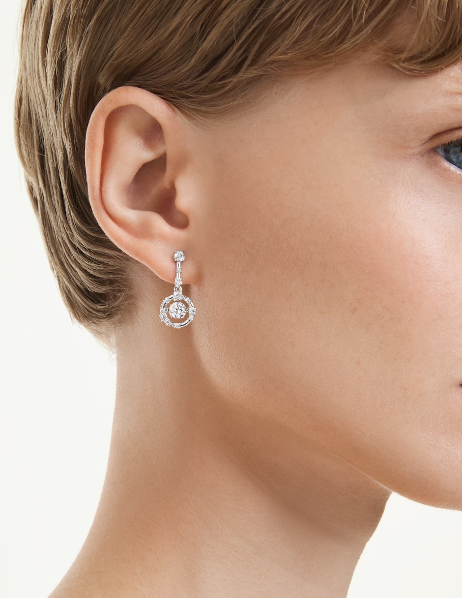 Aretes cortos redondos Constella Bars con acabado pavé swarovski 5