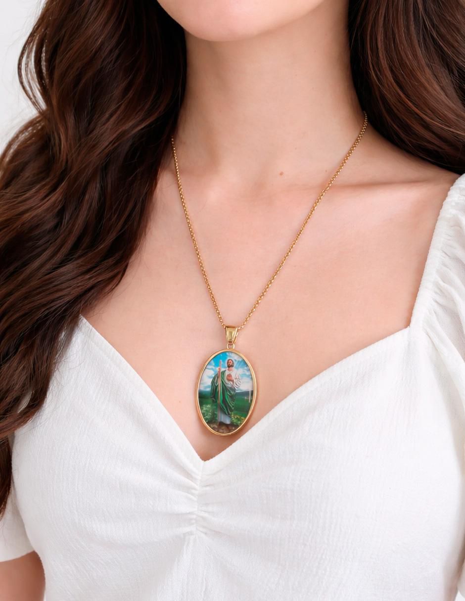 Collar con dije San Judas Tadeo 14 K 3