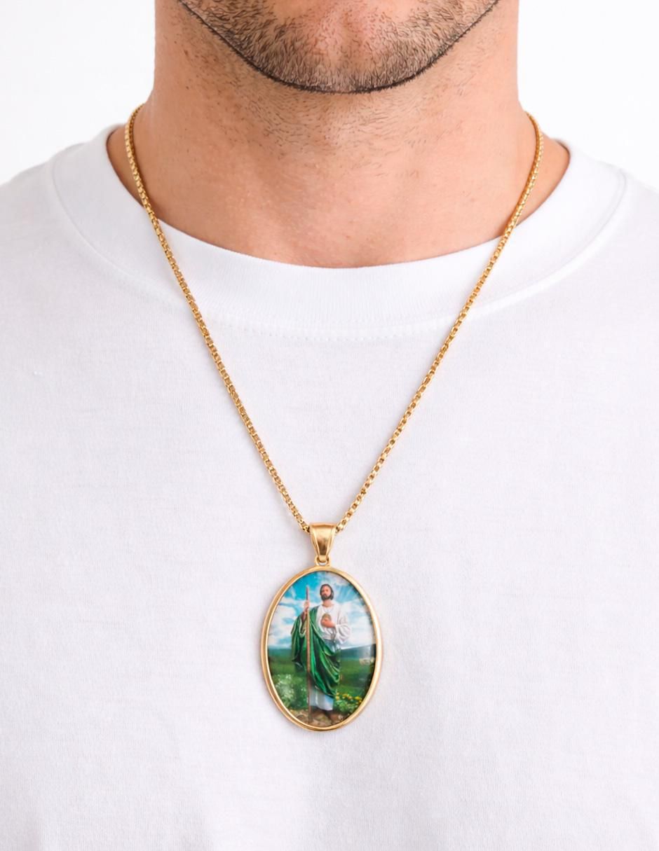 Collar con dije San Judas Tadeo 14 K 4
