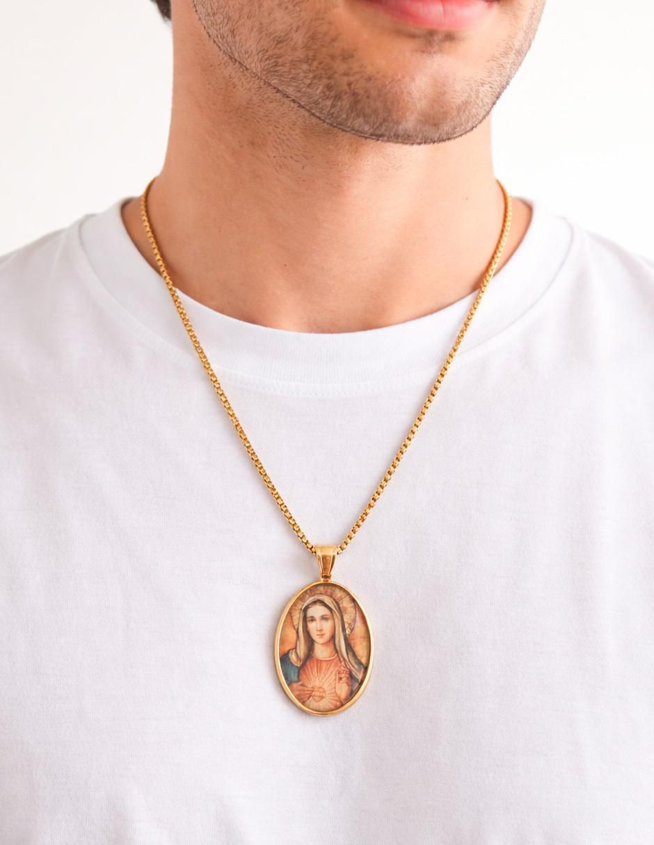 Collar con dije de virgen Joyería con alma 14 k 4