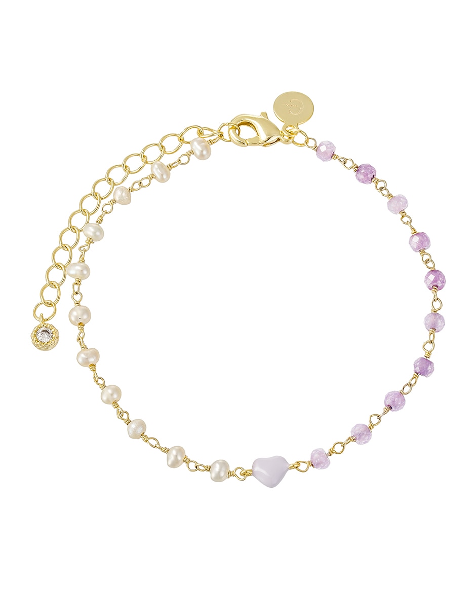 Pulsera con perla 14 K Golden acabado baño de oro