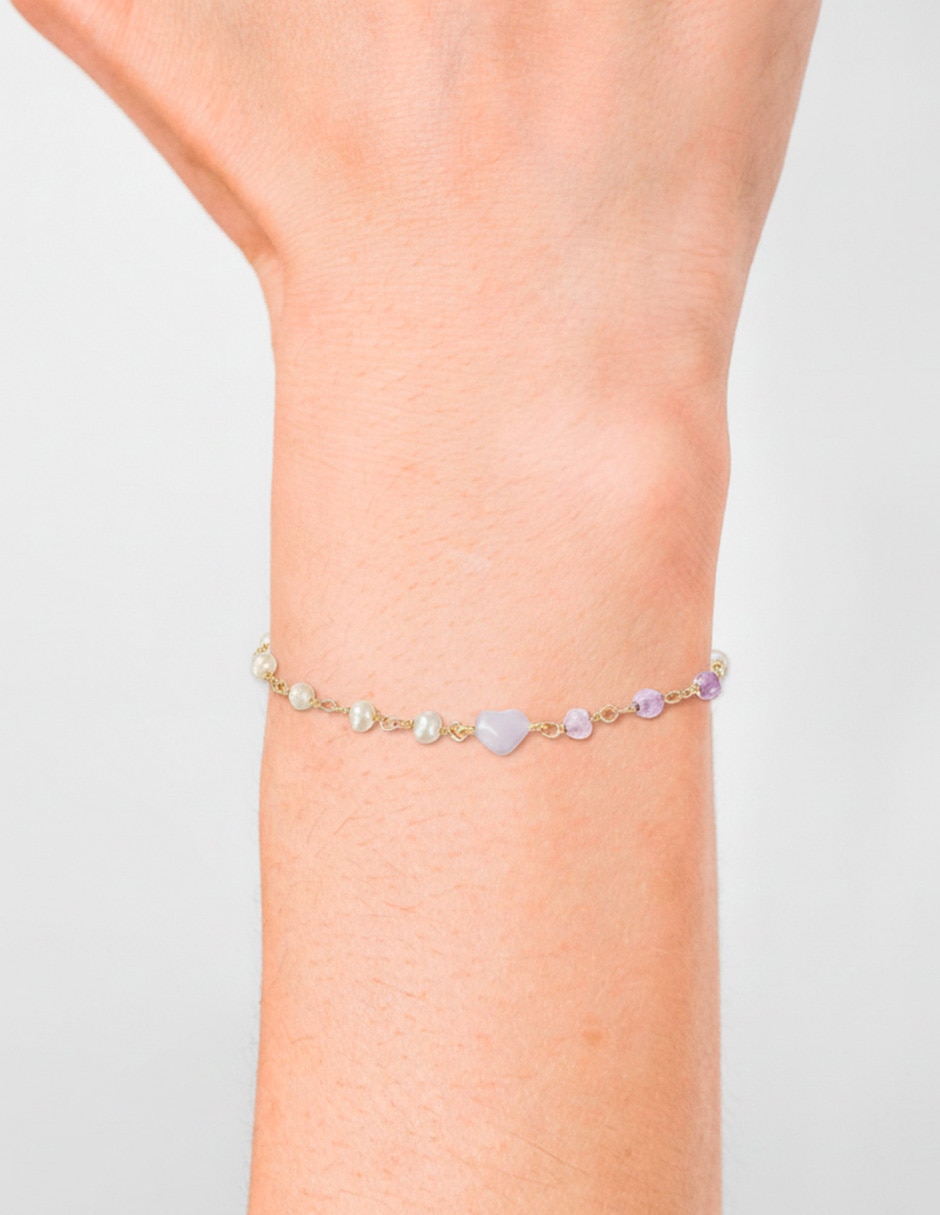 Pulsera con perla 14 K Golden acabado baño de oro 4