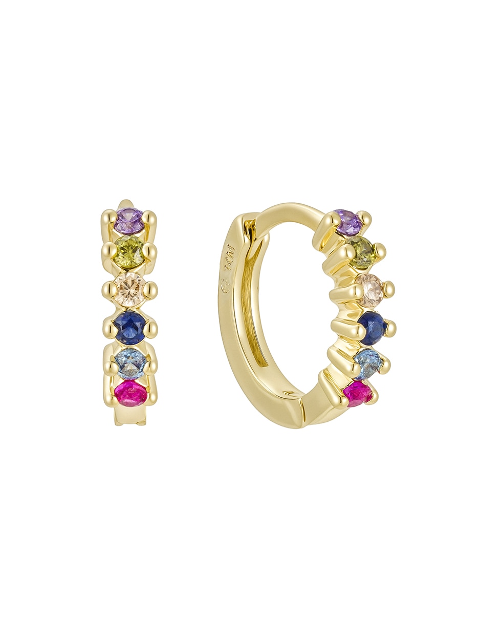 Aretes huggies Golden 14 K con acabado baño de oro 2